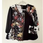 Ali Miles Black Colorblock Abstract 3/4 Sleeve Tunic Top Modern Chic Sz PM Photo 0