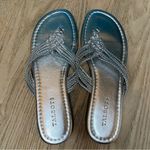 Talbots  Cece Braid Metallic Silver Thong Faux Leather Women's Sandals Size 8 Photo 3