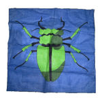 Kinloch Milano Multicolor Print Scarf Handkerchief Beetle 16" Blue Green Photo 0