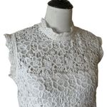 Nanette Lepore  Crochet Floral Lace‎ Top Women M White Cottagecore Coquette Mock Photo 6