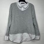 Tommy Hilfiger  Women’s Layered Look Sweater Shirt Top Gray White Collared XL Photo 0