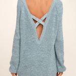 Lulus Pursuit of Happiness Heather Blue Backless Sweater Photo 2