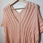 Cupshe  Swim Cover Up Womens OS Knit Stripe V Neck Crochet Short Sleeve Tie Side Photo 5