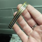 24K Gold Electro Plated Women’s Metal Costume Bangle Bracelet Two Tone Photo 2