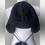 J.Crew  Black Cable Knit Pom Pom  beanie Photo 4