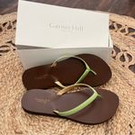 Garnet Hill  Size 9 M Women Sandal Flip Flop Green Leather NIB Photo 0