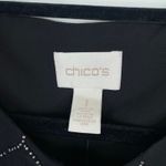 Chico's Beaded Bomber Jacket Black Zipper Hexagon Rhinestones Size 1 Women's 8 Photo 4