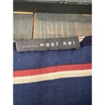 West Kei Striped Tie Waist Blouse‎ Top, Short Sleeve, Navy Blue, Red, White Photo 6