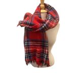 Women’s Warm Preppy Plaid Blanket Scarf Fall Winter Holidays Red Photo 2