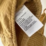 American Eagle Linen Blend Golden Mustard Yellow Smocked Crop Top O Ring Detail Photo 3