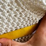 Vintage Open Knit Cardigan Cream Mesh Crochet Ribbon Trim 70s 80s Large Photo 6