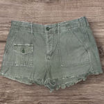 American Eagle  Green Utility Cargo-Style Button-Fly Raw Hem Shorts Size 8 Photo 0