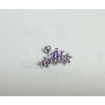 Amethyst Silver  Crystal Stone Gem Floral Flower Trio Helix Tragus Ear Earring Body Jewelry 💜 Photo 1