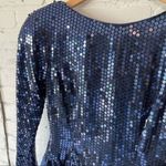 Vintage Sequin Formal Short Dress Party 80s Rimini Sz 6 Royal Blue Long Sleeve Photo 12