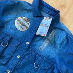 Thrill Jeans Acid Washed Denim Shirt Dress Women's Large Blue Photo 5