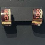 Coach Signature C Huggie Earrings - Pink, Burgundy New Photo 0