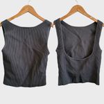 Aritzia Babaton Sculpt Knit High Neck Tank Low Back Top L Gray / Blue Photo 1
