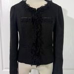 Love 21  Ruffle Shimmer Black Blazer with Hook and‎ Eye Closure - sz M Photo 0