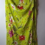 NY&Co. L Neon Floral Faux Wrap Maxi Skirt in Lime Red Size L Photo 0