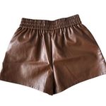 Forever 21 Women’s Small Brown Faux Leather Shorts High Rise Elastic Waist Photo 4