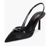 Prada  Women’s Mesh Slingback Pump Heels Black Nero Size 6 Photo 2