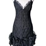 Milly NYC ruffle Lace Trim Hem Dress Size 2 Cocktail Made In USA Cotton/Silk Black Photo 0