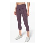Lululemon high rise wunder under cropped leggings maroon striped RARE Luxtreme Photo 3
