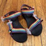 Arizona Love Women's Trekky Fun Sport Sandals Rainbow Stripes Woven EUC Size 38 Red Photo 1