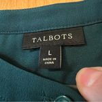 Talbots  Button Down Shirt Lace Accent Sleeves Long Sleeve Career Jade NWOT Large Photo 1