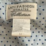 LATI Nightgown Sleepwear Light Blue Robe Set Polka Dot Trim Size M Photo 6