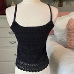 Arizona Jeans Black Crochet Tank Spaghetti Strap Cami Womens XS Photo 7