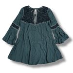 Cleobella Black Embroidered Boho Tunic Dress Bell Sleeve Lace Rayon Size S Photo 3