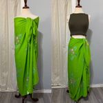 Green Floral Sarong Wrap Cover Up Swimsuit Beach Poolside Pareo Scarf 46x62 in Size undefined Photo 1