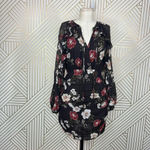 NICHOLAS Floral Cascade Ruched Silk‎ Mini Dress Black Burgundy Size 4 Photo 2