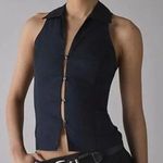 Urban Outfitters UO Party Girl Cotton-Blend Button Down Sleeveless Shirt Black Photo 0