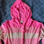 BiBi Pink and White Hooded Sweater with Stripes Size M Photo 1
