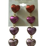 Isaac Mizrahi NWT--HANGING HEARTS EARRINGS Gorgeous tiered earrings, red, pink and purple, brand new Photo 0