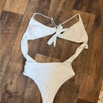 Cami NYC White One Piece Swimsuit with Cut Out and Tie Front Photo 2