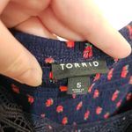 Torrid  Sexy Smocked Gauze Crochet Strawberries Navy Babydoll Tank Top Size 5X Photo 4