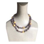 Retro Summer Vibe Beaded Irregular Shaped Purple and Yellow Beads Necklace Photo 1