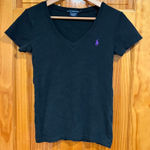 Ralph Lauren  Sport V Neck Tee M Black Purple Pony Logo 100% Cotton Casual Top Photo 0
