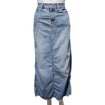 American Eagle  Y2K Denim Maxi Skirt Size 0  Light Wash Cotton Indie Minimalist Photo 1