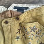 Ralph Lauren RARE  blue label calf-suede tan leather embroidered western pants 6 Photo 3