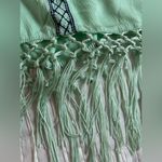 Francesca’s mint spaghetti strap embroidered boho summer tank with tassels SM Green Photo 5