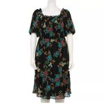 LC Lauren Conrad Lauren Conrad Plus Balloon Sleeve Smocked Midi Dress Sz XL Black Butterfly Photo 1