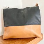 CELINE Soft Calfskin Leather Shoulder Bag & Pouch Set Mellow Orange Black Photo 11