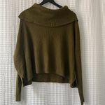 LA Made  olive green cropped wool cashmere polyester oversize sweater women's L Photo 1