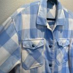 HFX Women’s Shirt Jacket Shacket Size Small Blue Cream Photo 2