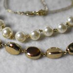 Vintage Chic Chunky Double Layered Gold Tone Metal Beads Faux Pearl 20" Necklace Photo 0
