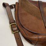 Fossil  Satchel Crossbody Bag Purse Flap Buckle Closure Cow Hide Leather Brown Photo 2